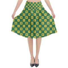 Df Green Domino Flared Midi Skirt by deformigo