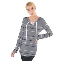 Black Grey White Stripes Tie Up Tee by anthromahe