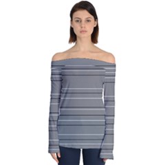Black Grey White Stripes Off Shoulder Long Sleeve Top by anthromahe