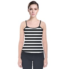 Black & White Stripes Velvet Spaghetti Strap Top by anthromahe