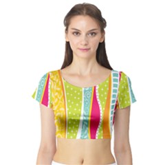 Abstract Lines Short Sleeve Crop Top by designsbymallika