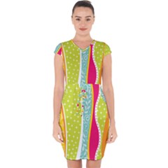 Abstract Lines Capsleeve Drawstring Dress  by designsbymallika