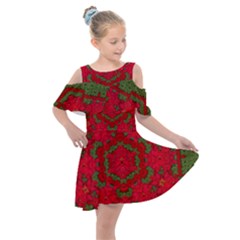 Bloom In Yule  Mandala Season Colors Kids  Shoulder Cutout Chiffon Dress by pepitasart