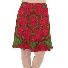 Bloom In Yule  Mandala Season Colors Fishtail Chiffon Skirt by pepitasart