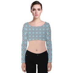 Df Tech Sky Velvet Long Sleeve Crop Top by deformigo