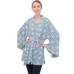 Df Tech Sky Long Sleeve Velvet Kimono  by deformigo