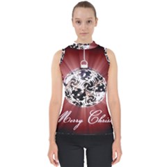 Merry Christmas Ornamental Mock Neck Shell Top