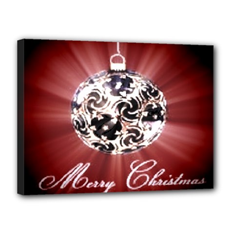 Merry Christmas Ornamental Canvas 16  X 12  (stretched) by christmastore