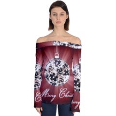 Merry Christmas Ornamental Off Shoulder Long Sleeve Top by christmastore