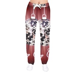 Merry Christmas Ornamental Women Velvet Drawstring Pants by christmastore