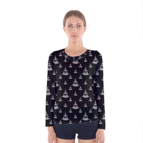 Buddhism Motif Print Pattern Design Women s Long Sleeve Tee by dflcprintsclothing