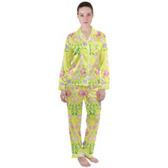 I Love Pink Flowers 2 Satin Long Sleeve Pyjamas Set by fabqa