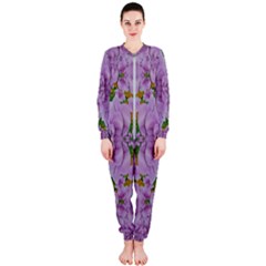 Fauna Flowers In Gold And Fern Ornate OnePiece Jumpsuit (Ladies) 