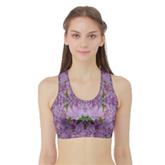 Fauna Flowers In Gold And Fern Ornate Sports Bra with Border