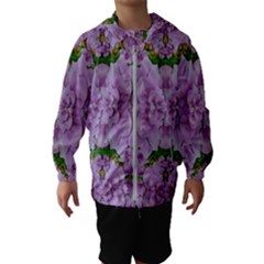 Fauna Flowers In Gold And Fern Ornate Kids  Hooded Windbreaker