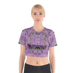 Fauna Flowers In Gold And Fern Ornate Cotton Crop Top