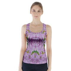 Fauna Flowers In Gold And Fern Ornate Racer Back Sports Top