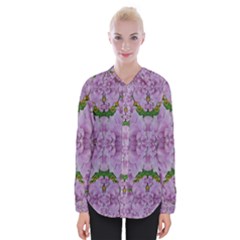 Fauna Flowers In Gold And Fern Ornate Womens Long Sleeve Shirt