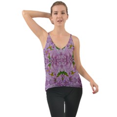 Fauna Flowers In Gold And Fern Ornate Chiffon Cami