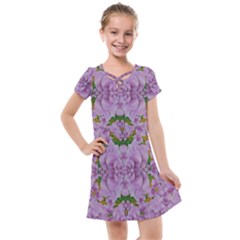 Fauna Flowers In Gold And Fern Ornate Kids  Cross Web Dress