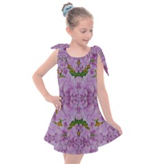 Fauna Flowers In Gold And Fern Ornate Kids  Tie Up Tunic Dress