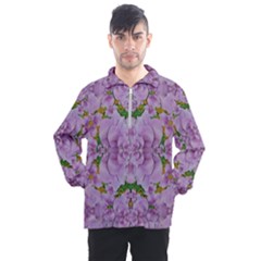 Fauna Flowers In Gold And Fern Ornate Men s Half Zip Pullover