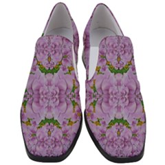 Fauna Flowers In Gold And Fern Ornate Women Slip On Heel Loafers