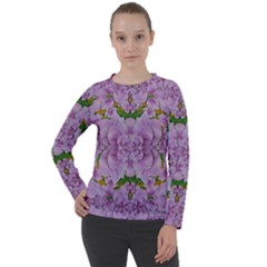 Fauna Flowers In Gold And Fern Ornate Women s Long Sleeve Raglan Tee