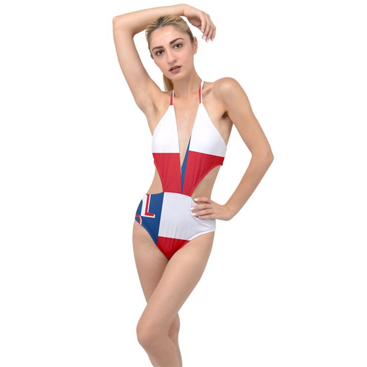 Flag of Sokol Plunging Cut Out Swimsuit