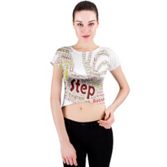 Fighting Golden Rooster  Crew Neck Crop Top by Pantherworld143