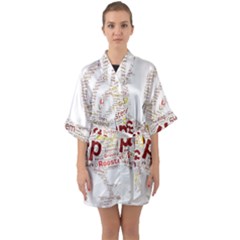 Fighting Golden Rooster  Half Sleeve Satin Kimono 