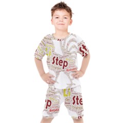 Fighting Golden Rooster  Kids  Tee And Shorts Set by Pantherworld143