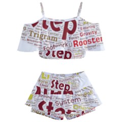 Fighting Golden Rooster  Kids  Off Shoulder Skirt Bikini