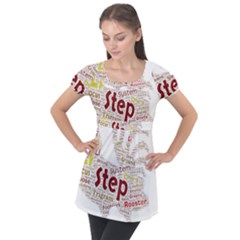Fighting Golden Rooster Puff Sleeve Tunic Top