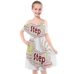 Fighting Golden Rooster  Kids  Cut Out Shoulders Chiffon Dress