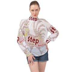Fighting Golden Rooster High Neck Long Sleeve Chiffon Top by Pantherworld143