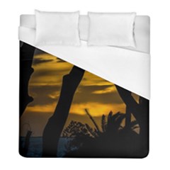 Silhouette Sunset Landscape Scene, Montevideo   Uruguay Duvet Cover (full/ Double Size) by dflcprints