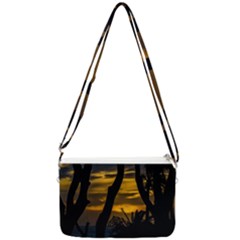 Silhouette Sunset Landscape Scene, Montevideo   Uruguay Double Gusset Crossbody Bag by dflcprints