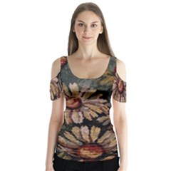 Old Embroidery 1 1 Butterfly Sleeve Cutout Tee 