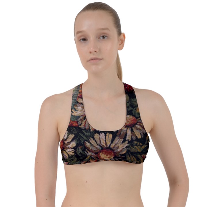 Old Embroidery 1 1 Criss Cross Racerback Sports Bra