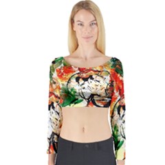 Lilies In A Vase 1 4 Long Sleeve Crop Top