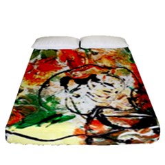 Lilies In A Vase 1 4 Fitted Sheet (Queen Size)