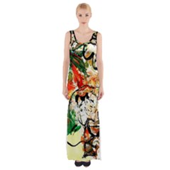 Lilies In A Vase 1 4 Thigh Split Maxi Dress