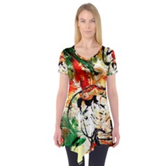 Lilies In A Vase 1 4 Short Sleeve Tunic 