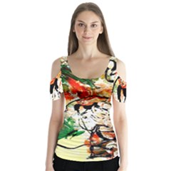 Lilies In A Vase 1 4 Butterfly Sleeve Cutout Tee 