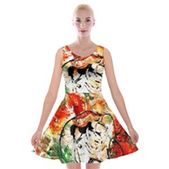 Lilies In A Vase 1 4 Velvet Skater Dress