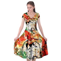 Lilies In A Vase 1 4 Cap Sleeve Wrap Front Dress