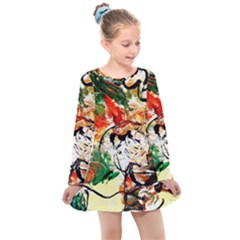 Lilies In A Vase 1 4 Kids  Long Sleeve Dress