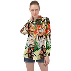 Lilies In A Vase 1 4 Long Sleeve Satin Shirt