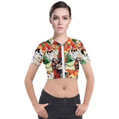 Lilies In A Vase 1 4 Short Sleeve Cropped Jacket